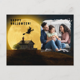 Gelukkige Halloween zwarte heks foto Briefkaart