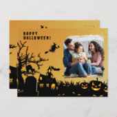 Gelukkige Halloween zwarte heks foto Briefkaart (Voorkant / Achterkant)