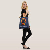 Gelukkige Halloween Zwarte Kat met Pompoen Hallowe Tote Bag (Op model)