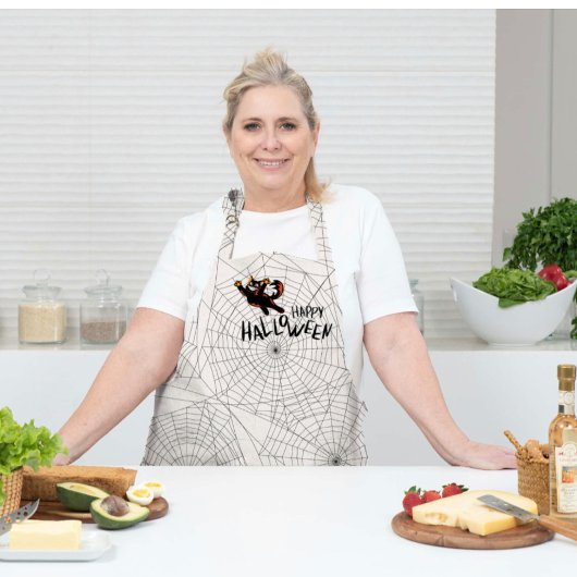 Gelukkige Halloween zwarte kat | Unisex | Trendy Schort