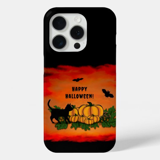 Gelukkige Halloween, Zwarte Kat, Vleermuis en Pomp Case-Mate iPhone Case (Achterkant)