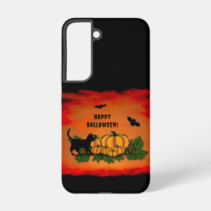 Gelukkige Halloween, Zwarte Kat, Vleermuis en Pomp Samsung Galaxy Hoesje