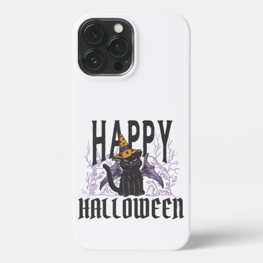 GELUKKIGE HALLOWEEN ZWARTE KATTENVLEUGELS iPhone HOESJE (Achterkant)