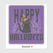 GELUKKIGE HALLOWEEN ZWARTE KATTENVLEUGELS STICKER (Vel)