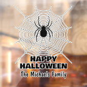 Gelukkige Halloween Zwarte spin op web familienaam Raamsticker (Vel 2)