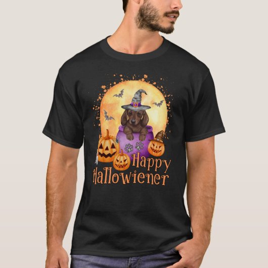 Gelukkige Hallowiener Dachshund Puppy Halloween T-shirt (Voorkant)