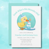 Gelukkige Halve Verjaardag Baby Duck met Cake Part Kaart