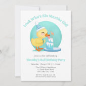 Gelukkige Halve Verjaardag Baby Duck met Cake Part Kaart (Voorkant)