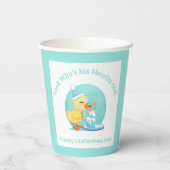 Gelukkige Halve Verjaardag Baby Duck met Cake Part Papieren Bekers (Achterkant)