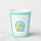 Gelukkige Halve Verjaardag Baby Duck met Cake Part Papieren Bekers (Voorkant)