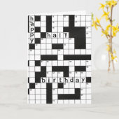 Gelukkige halve verjaardag kruiswoordpuzzel kaart (Gele Bloem)