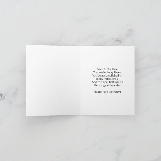 Gelukkige Halve Verjaardag Teddybeer Eten Taart Kaart (Binnen)