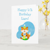 Gelukkige Halve Verjaardag Zoon Baby Fox met Verja Kaart (Gele Bloem)