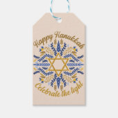 Gelukkige Hannukkah- vier het licht Cadeaulabel (Voorkant)
