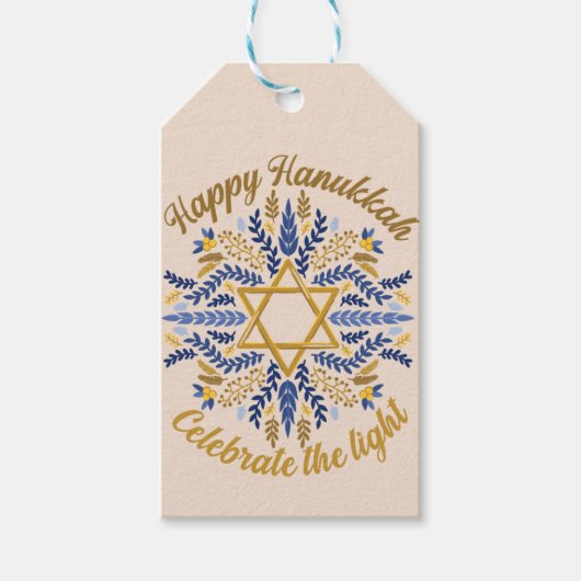 Gelukkige Hannukkah- vier het licht Cadeaulabel (Voorkant)