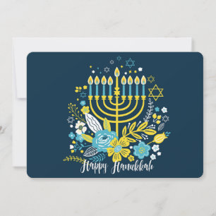 Gelukkige Hanukka-menorah-kaarsen. Vakantiekaart Feestdagenkaart