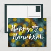 gelukkige hanukkah bokeh lichten feestdagenkaart (Voorkant / Achterkant)