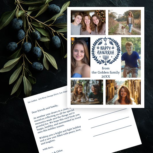 GELUKKIGE HANUKKAH Hand-getrokken Custom 6 FOTO Va Briefkaart