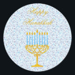 GELUKKIGE HANUKKAH Hebreeuwse  Stickers<br><div class="desc">HAPPY HANNUKAH Holiday Gift Stickers met Sterren van David, Menorah en Hebreeuwse Letters - Met een onmiskenbare stijlvolle stijl zijn deze unieke Chanoeka cadeau stickers perfect om tijdens de feestdagen glimlach op de gezichten van je vrienden en familie te brengen!!! Dit is een prachtig Chanoeka cadeau accessoire met een prachtige...</div>