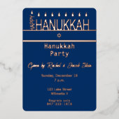 Gelukkige Hanukkah-menorah Folie Uitnodiging (Voorkant)