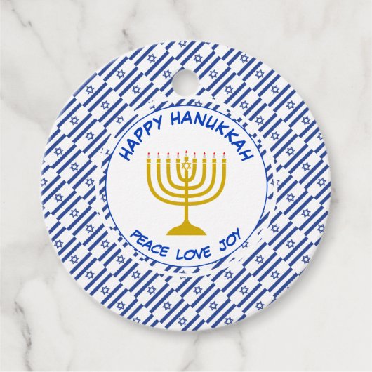 GELUKKIGE HANUKKAH Menorah gepersonaliseerde Israë Bedankjes Labels (Voorkant)
