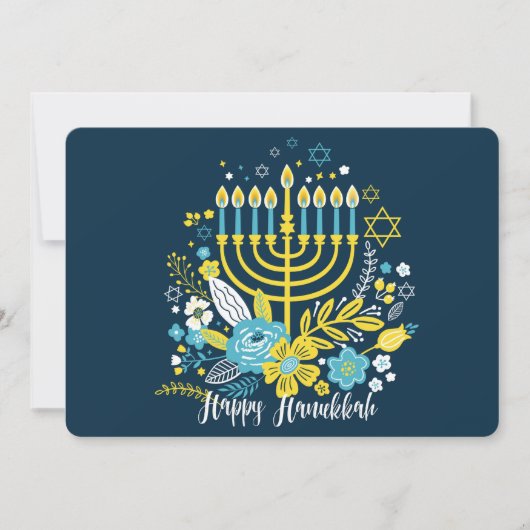 Gelukkige Hanukkah-menorah-kaarsen. Vakantiekaart Feestdagenkaart (Voorkant)