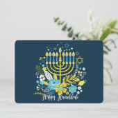 Gelukkige Hanukkah-menorah-kaarsen. Vakantiekaart Feestdagenkaart (Staand voorkant)