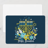Gelukkige Hanukkah-menorah-kaarsen. Vakantiekaart Feestdagenkaart (Voorkant / Achterkant)