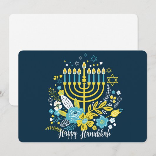 Gelukkige Hanukkah-menorah-kaarsen. Vakantiekaart Feestdagenkaart (Voorkant / Achterkant)