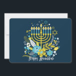 Gelukkige Hanukkah-menorah-kaarsen. Vakantiekaart Feestdagenkaart<br><div class="desc">Gelukkige Hanukkah-menorah-kaarsen. Blijf in contact met familie en vrienden terwijl u het Hanukkah/Chanukah-feest viert met de lichten van de menorah.</div>