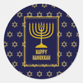 GELUKKIGE HANUKKAH Star David BLUE Ronde Sticker