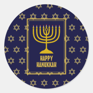 GELUKKIGE HANUKKAH Star David BLUE Ronde Sticker