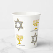 GELUKKIGE HANUKKAH Ster van David Menorah Papieren Bekers (Links)
