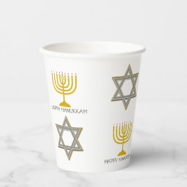 GELUKKIGE HANUKKAH Ster van David Menorah Papieren Bekers