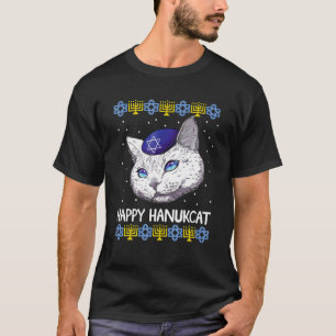 Gelukkige Hanukkat Kat Menora Lelijke Chanukah Joo T-shirt