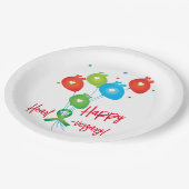 Gelukkige hart-verjaardag ballonnen papieren bordje (Gekanteld)