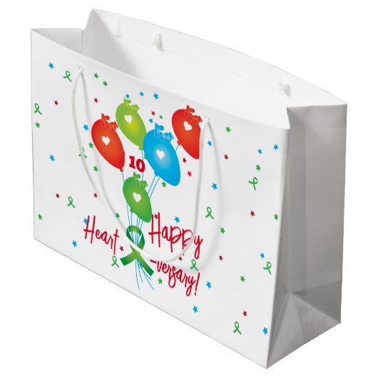 Gelukkige hart-verjaardag ballonnen transplantatie groot cadeauzakje (Achterkant Gekanteld)
