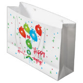 Gelukkige hart-verjaardag ballonnen transplantatie groot cadeauzakje (Voorkant Gekanteld)