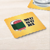 Gelukkige Hawaiiaanse Musubi Sushi Nori Kartonnen Onderzetters (Gebogen)