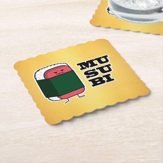 Gelukkige Hawaiiaanse Musubi Sushi Nori Kartonnen Onderzetters (Gebogen)