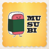 Gelukkige Hawaiiaanse Musubi Sushi Nori Kartonnen Onderzetters (Voorkant)