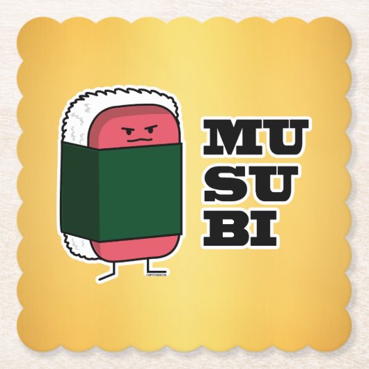 Gelukkige Hawaiiaanse Musubi Sushi Nori Kartonnen Onderzetters (Voorkant)