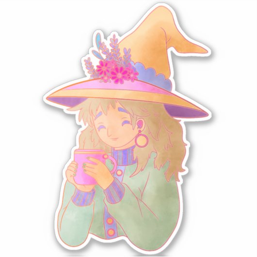 Gelukkige Heks Sticker (Voorkant)