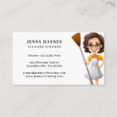 Gelukkige Heldere Schone Schoonmakende Dame Dienst Visitekaartje (Achterkant)