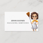 Gelukkige Heldere Schone Schoonmakende Dame Dienst Visitekaartje (Voorkant)