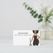 Gelukkige Heldere Schone Schoonmakende Dame Dienst Visitekaartje (Staand voorkant)