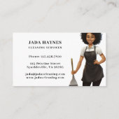 Gelukkige Heldere Schone Schoonmakende Dame Dienst Visitekaartje (Achterkant)