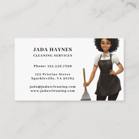 Gelukkige Heldere Schone Schoonmakende Dame Dienst Visitekaartje (Achterkant)