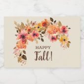 Gelukkige Herfst! Autumn Floral Swag Mini Sparkling Wijnetiket (Enkel label)