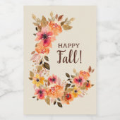 Gelukkige Herfst! Autumn Floral Swag Mini Wijn Etiket (Enkel label)